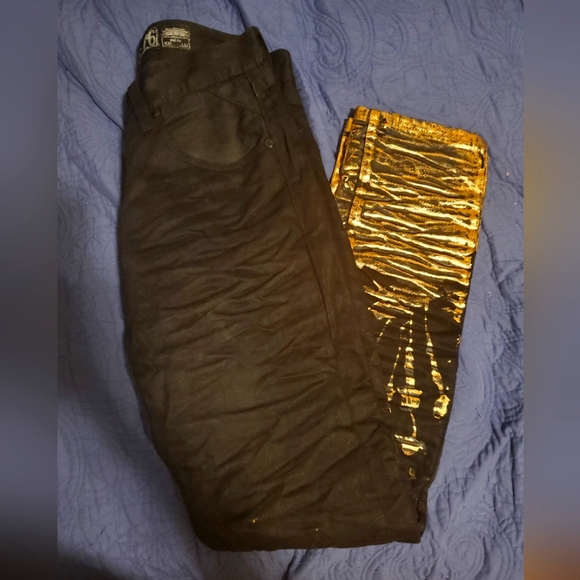 Rare Heritage America Black jeans Golden Splatter 32w 33L - Picture 5 of 9